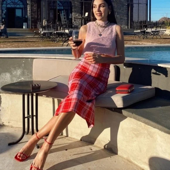 ZARA PLAID MIDI SKIRT - Picture 8 of 10